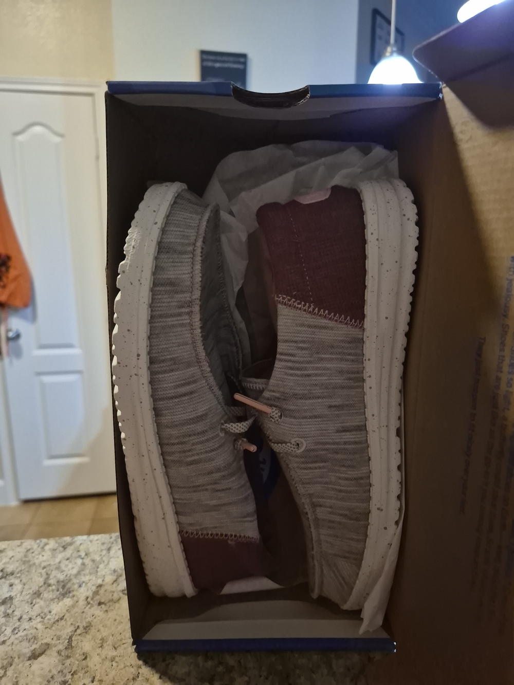 Hey Dude Women's Knit Slip-On Flats - Gray & Maroon
